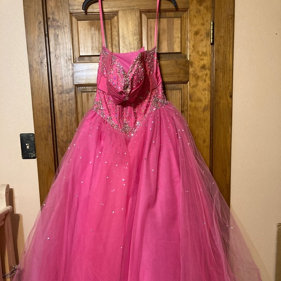 hot pink satin dress with sleeves Hot Pink Satin Prom Long Off Shoulder Dress  Lisposa